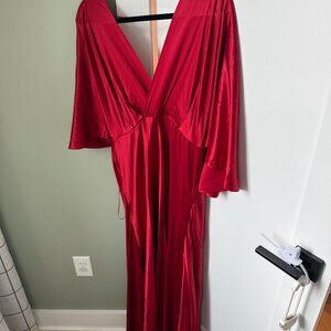 Banana Republic Aura Silk Maxi Dress in Red - Never Worn